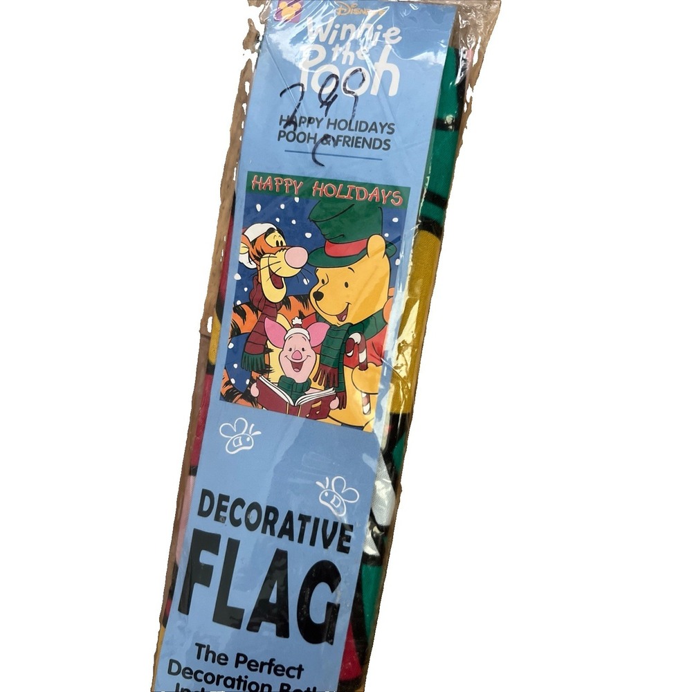 Vintage 2000 Winnie The Pooh Happy Holidays Decorative Flag 28"x40" NOS Sealed - Picture 8 of 8